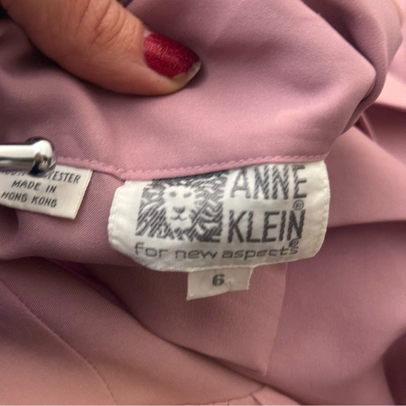 Womens Vintage 1980s Anne Klein Polyester Bow Tie Blouse Size 6 Mauve - Picture 5 of 6